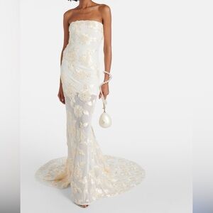 ROTATE Birger Christensen Bridal Alberta floral appliqué mesh gown
